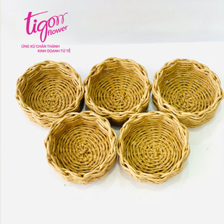 5 rổ đựng nho, cherry đường kính 10cm, cao 5cm bằng giấy kraft Nhật se sợi thân thiện môi trường (ĐƯỢC ĐỒNG KIỂM)