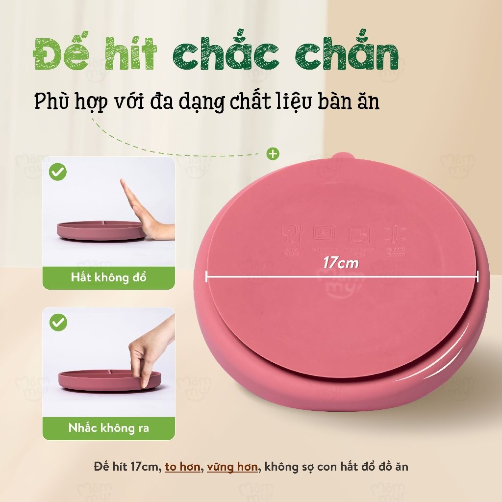 Khay Ăn Dặm Silicon 3 Ngăn Cao Cấp Silicone Food Tray Giúp Bé Ăn Dặm Dễ Dàng Với Thiết Kế Đặc Biệt Đế Hít Chố