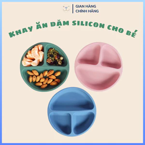 Khay Ăn Dặm Silicon 3 Ngăn Cao Cấp Silicone Food Tray Giúp Bé Ăn Dặm Dễ Dàng Với Thiết Kế Đặc Biệt Đế Hít Chố