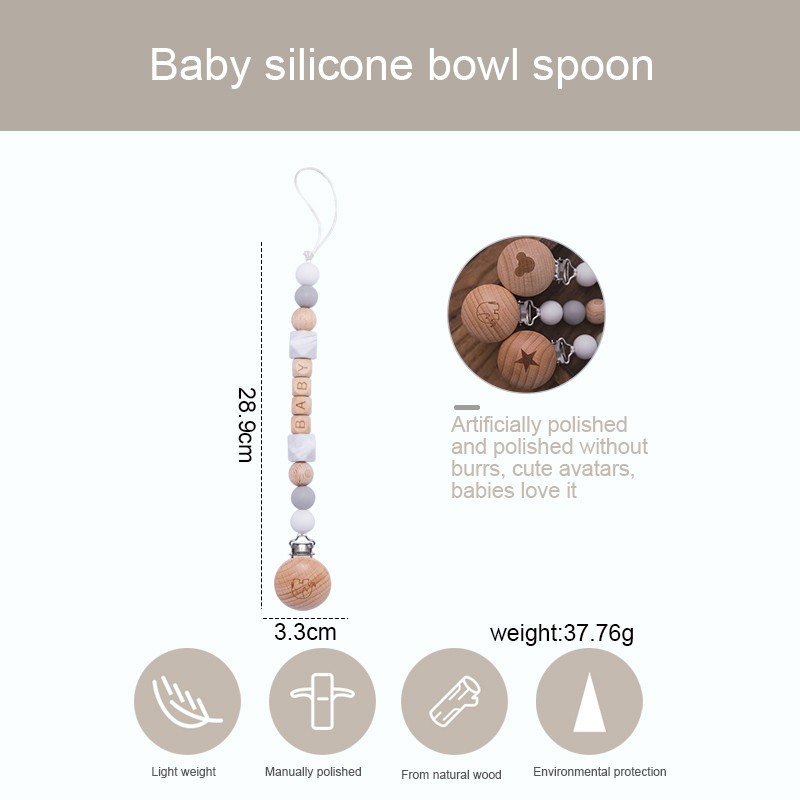 Dây Đeo Ti Giả, Ti Ngậm An Toàn Cho Bé, Dây Kẹp Ti Giả, Ti Ngậm Bằng Gỗ Cho Bé