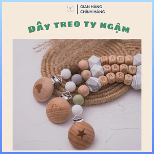 Dây Đeo Ti Giả, Ti Ngậm An Toàn Cho Bé, Dây Kẹp Ti Giả, Ti Ngậm Bằng Gỗ Cho Bé