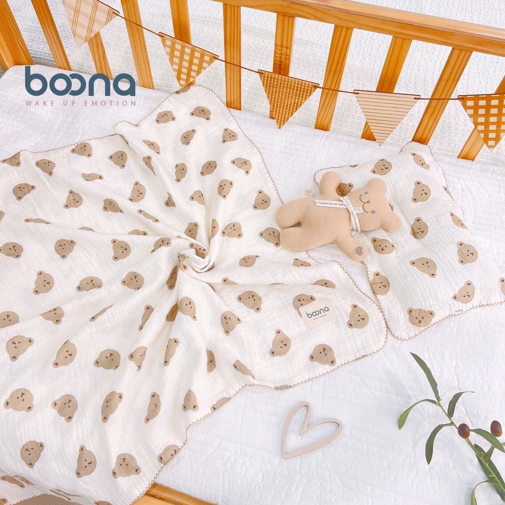 Khăn Tắm Xô Muslin BooNa Chính Hãng 2 Lớp, 4 Lớp Đa Năng An Toàn Cho Bé