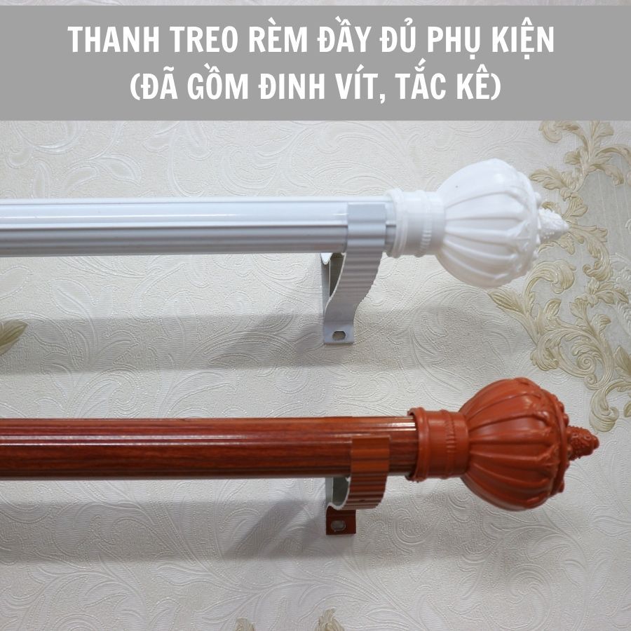 Thanh treo rèm cửa cao cấp ĐẦY ĐỦ PHỤ KIỆN đinh vít, tắc kê dễ lắp đặt ...