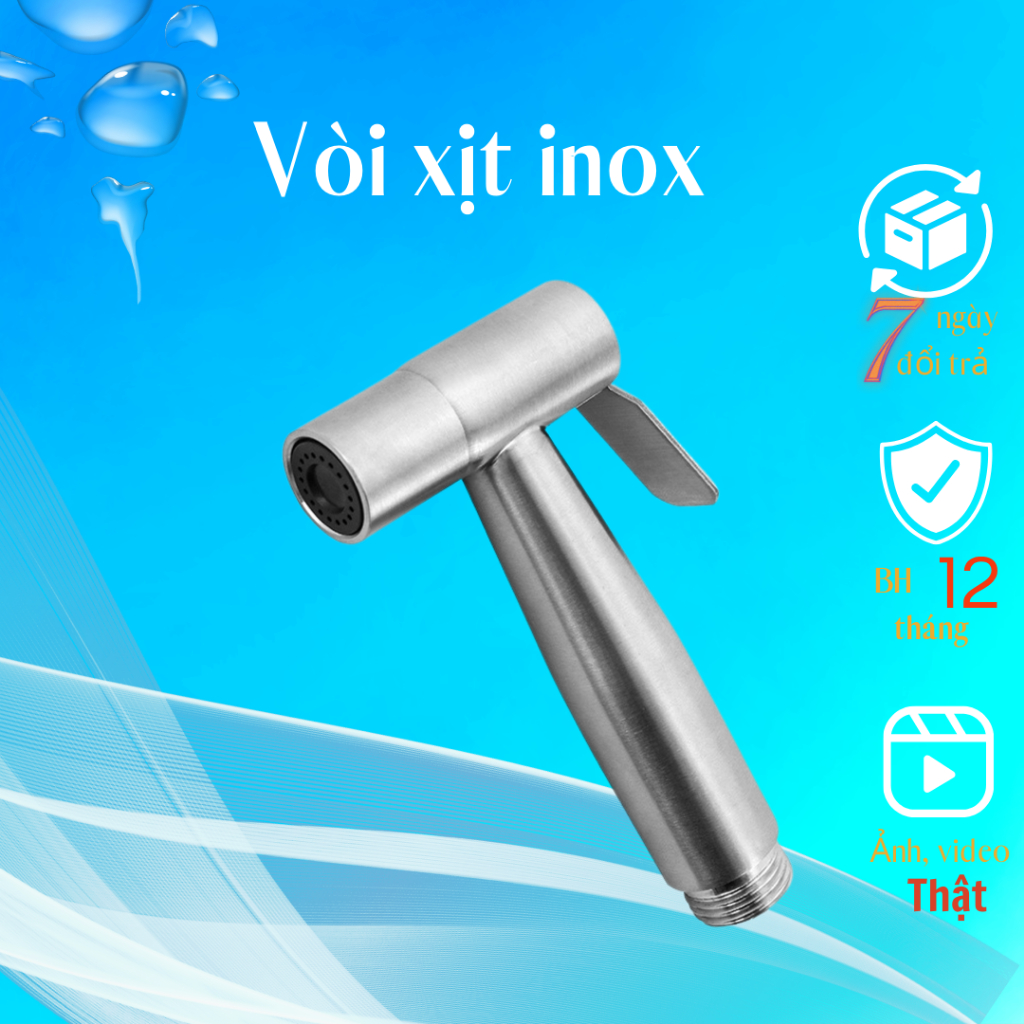 Vòi xịt vệ sinh inox, bộ xịt rửa inox 304, xịt vệ sinh tăng áp chất ...