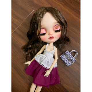 Set áo 2 dây kèm váy tím size blythe, xinyi,barbie