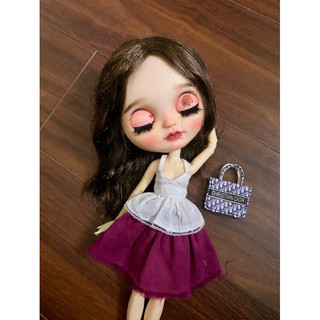 Set áo 2 dây kèm váy tím size blythe, xinyi,barbie