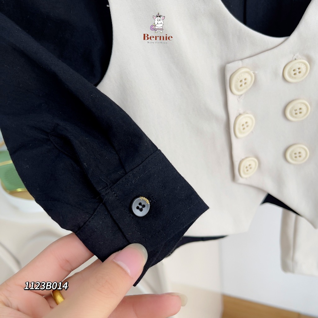 [Chính hãng Bernie] Set vest gile kèm sơ mi bảnh bao bé trai, bộ gile kèm sơ mi phong cách công tử (tặng kèm nơ)