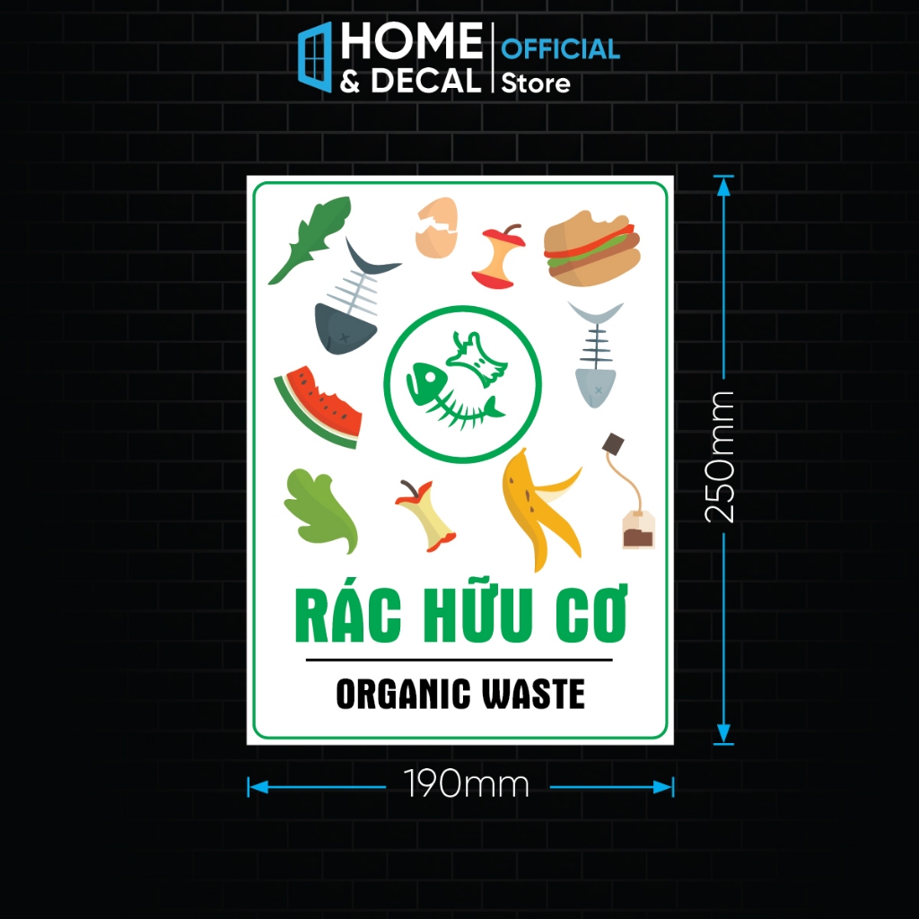 Decal Phân Loại Rác, Phân Loại Chất Thải, Rác Tái Chế, Rác Vô Cơ, Rác ...