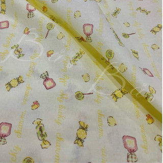 Vải Linen Cotton Vàng Chanh In Hoạ Tiết Baby Mềm Rũ Phồng Nhẹ Khổ 1m45