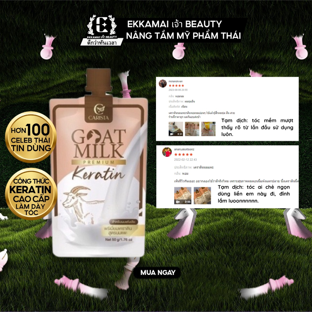 Ủ tóc keratin sữa dê Carista bản nội địa Thái ekkamaibeauty
