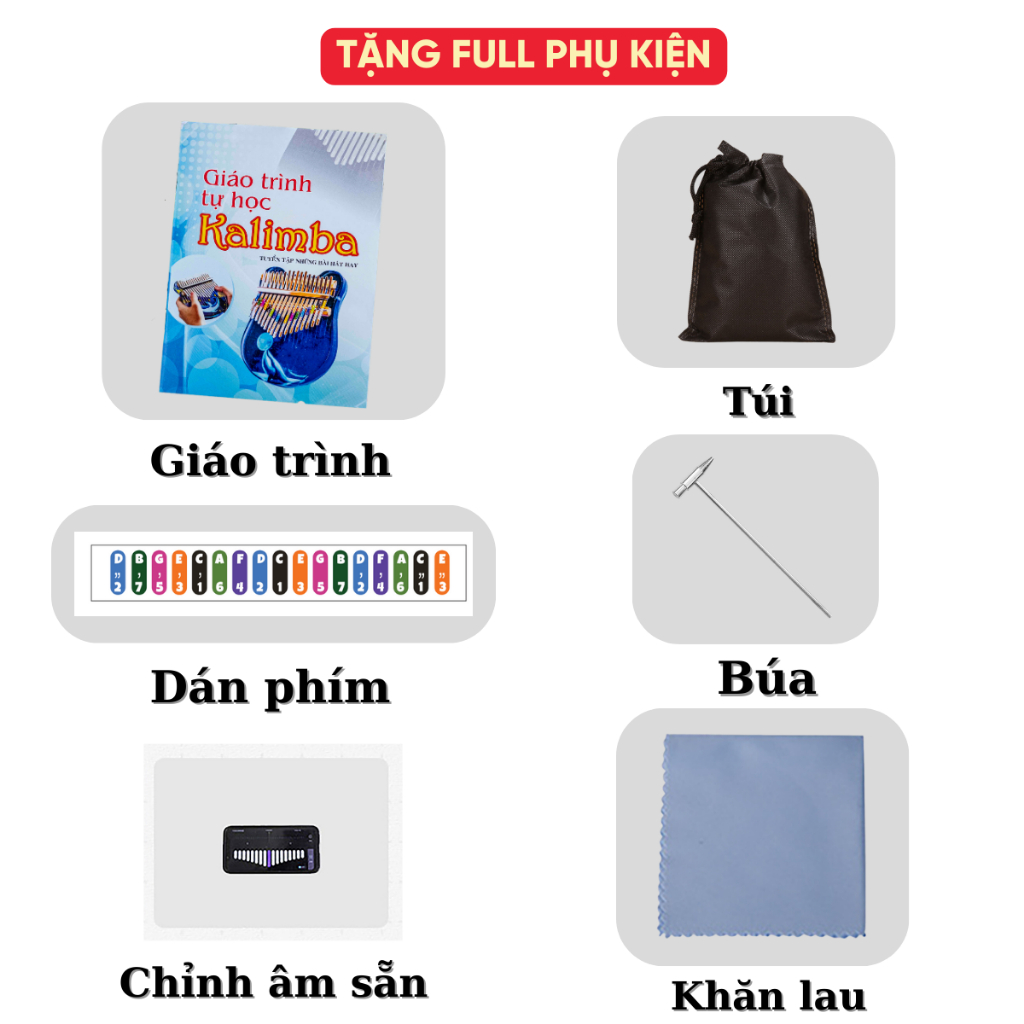 Kalimba Pha Lê Trong Suốt - Kalimba Đầu Hươu HP-02 - Tặng Full Phụ Kiện