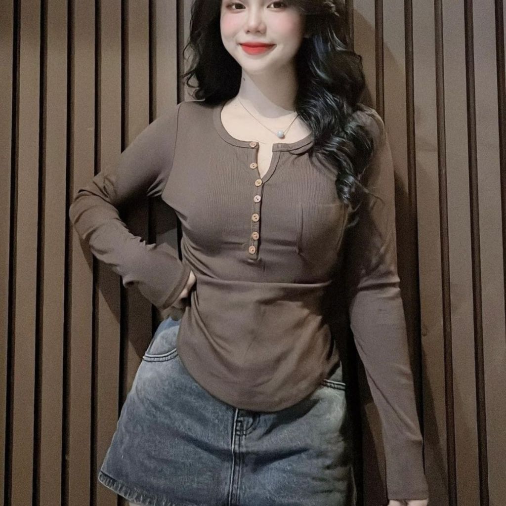 Áo Thun Nữ Bigsize Tay Dài ESHOP Áo Ôm Body Cổ Tròn Dài Tay Dễ Thương Babytee Thun Tăm Lạnh AT79