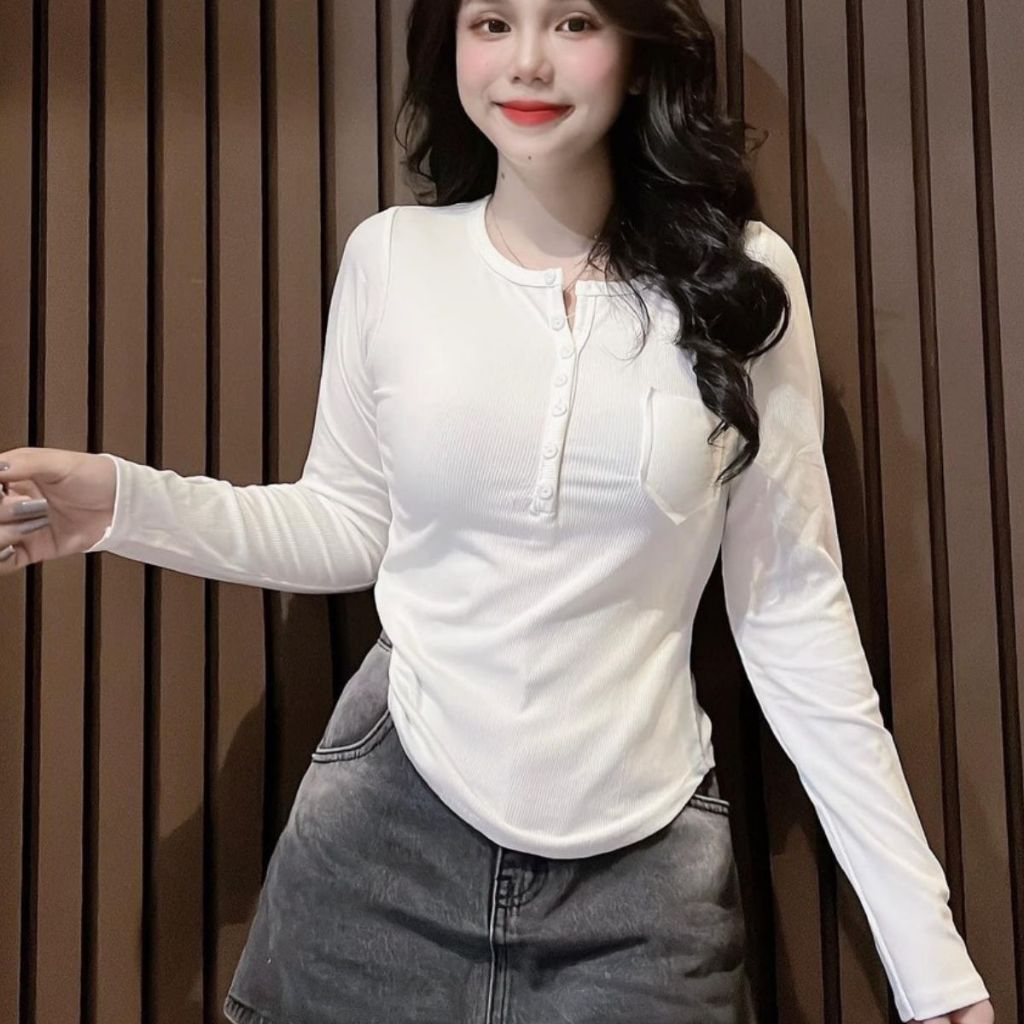 Áo Thun Nữ Bigsize Tay Dài ESHOP Áo Ôm Body Cổ Tròn Dài Tay Dễ Thương Babytee Thun Tăm Lạnh AT79