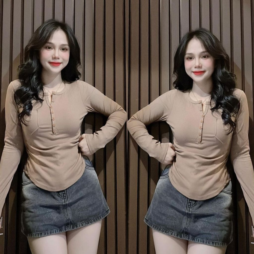 Áo Thun Nữ Bigsize Tay Dài ESHOP Áo Ôm Body Cổ Tròn Dài Tay Dễ Thương Babytee Thun Tăm Lạnh AT79