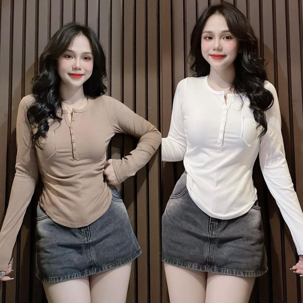 Áo Thun Nữ Bigsize Tay Dài ESHOP Áo Ôm Body Cổ Tròn Dài Tay Dễ Thương Babytee Thun Tăm Lạnh AT79