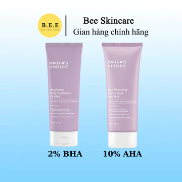 [HÀNG CÔNG TY] Kem dưỡng thể Paula's Choice 2% BHA Weightless Body Treatment / 10% AHA đều màu da BeeSkincare
