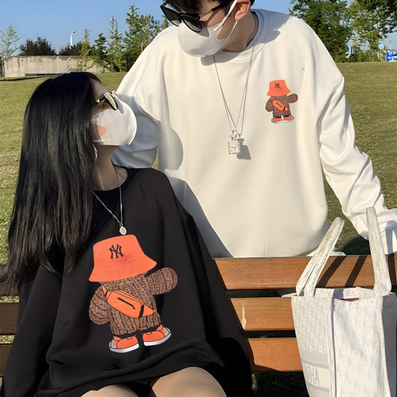 [Nỉ Chân Cua] Áo Đôi Sweater Gấu NY Đội Mũ Giơ Tay Vải Nỉ Chân Cua Cao Cấp Unim Store SWT10