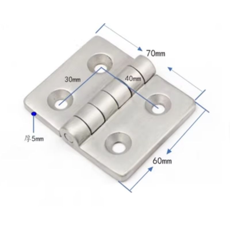 Bản lề Inox 304 6cm x7cm x5mm- Bản lề cửa inox 304 kích thước 60x70x5mm ...