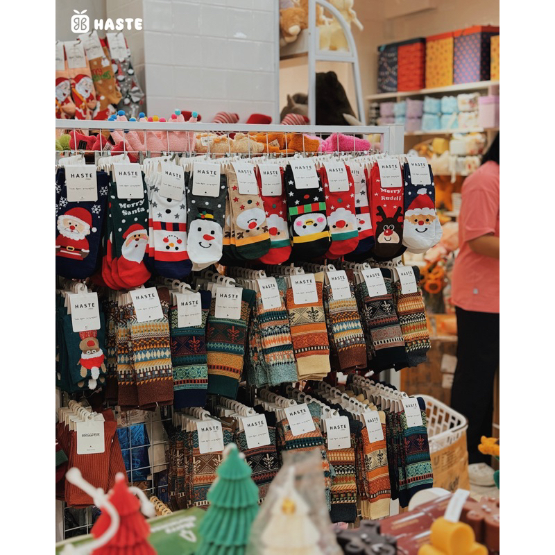 Tất Vớ Nam Nữ Haste Cổ Cao Retro Họa Tiết Thổ Cẩm Phong Cách Vintage Thời Trang Thu Đông Chất Cotton Ấm Áp