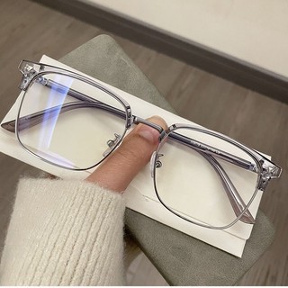 Gọng kính cận cao cấp Clubmaster phong cách Hàn Quốc mắt kính không độ chống ánh sáng xanh tia UV thời trang HANASO 535