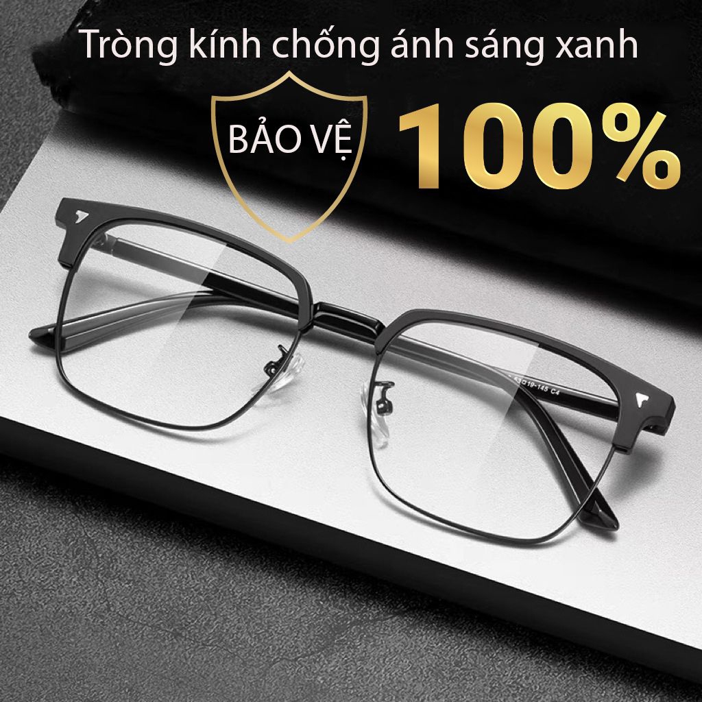Gọng kính cận Clubmaster mắt kính không độ chống tia UV phong cách Hàn Quốc siêu hot thời trang nữ nam đẹp rẻ HANASO 563