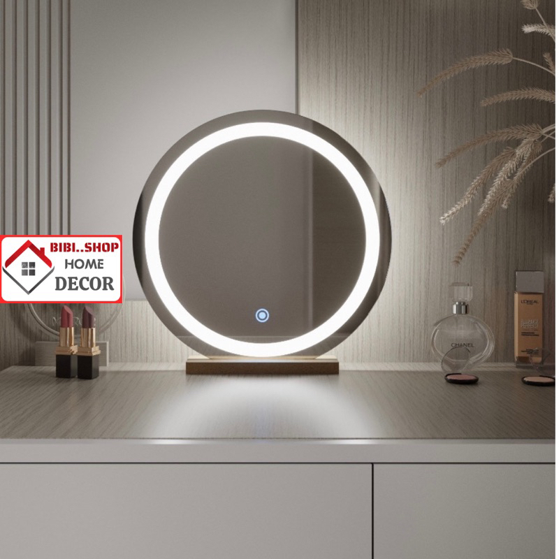 Gương tròn để bàn trang điểm có đèn led cảm ứng cao cấp BiBi..Shop