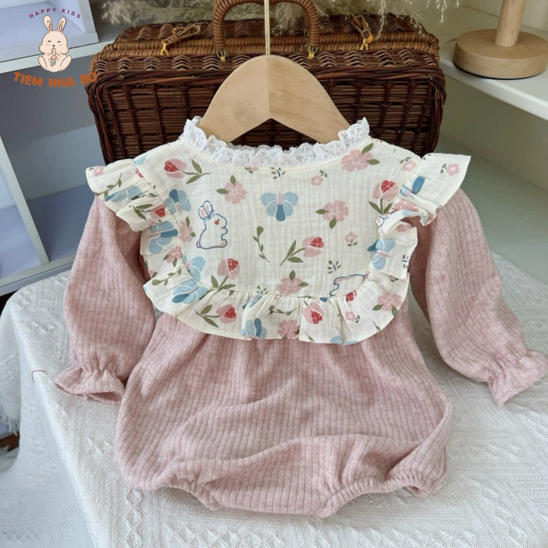 Bodysuit thu đông cho bé sơ sinh diện Tết kiểu dáng tiểu thư điệu đà Tiệm Nhà Bơ