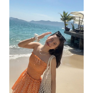 Đầm bí hoa cam freesize - Laimer