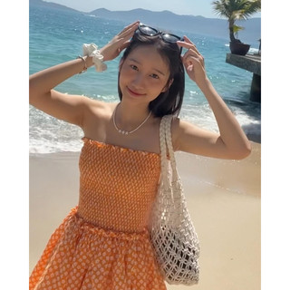 Đầm bí hoa cam freesize - Laimer