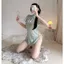 Sườn xám cách tân xuyên thấu đan dây hông gợi cảm đồ cosplay cổ trang Hanfu thêu hoa quyến rũ BIKI HOUSE N383 - TPHCM