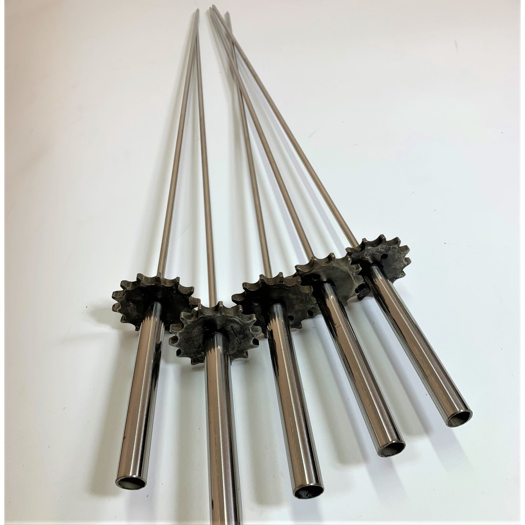 Xiên inox nướng thịt có bánh răng cho lò quay, cây quay thịt chả, xiên ...