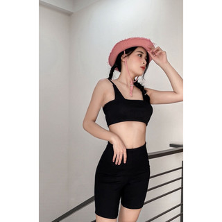 Quần thun ngắn biker có dây kéo sau chất thun dày umi ôm tôn dáng street style egirl Lolalalo
