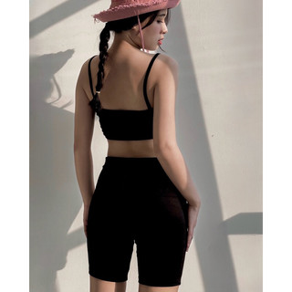 Quần thun ngắn biker có dây kéo sau chất thun dày umi ôm tôn dáng street style egirl Lolalalo