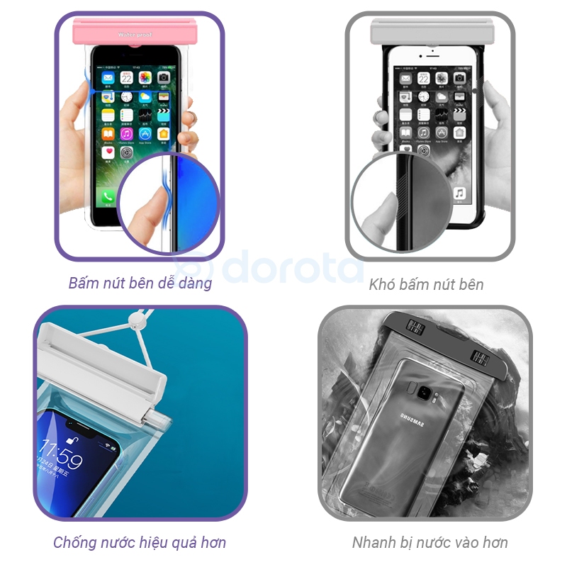 Ảnh Túi chống nước điện thoại cao cấp DOROGO tiêu chuẩn ipx8 bền bỉ khi đi bơi lặn du lịch dã ngoại 2