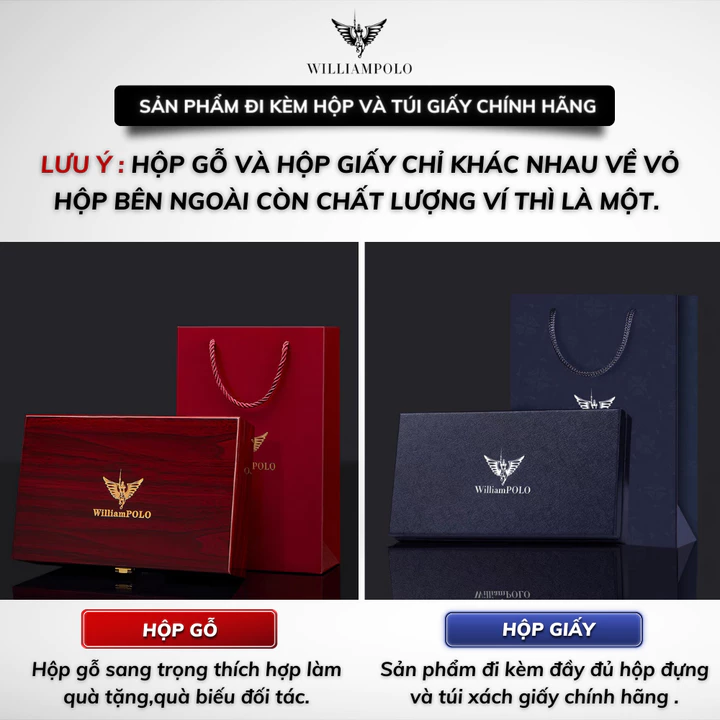 Ví nam dài cầm tay da bò chính hãng William POLO cao cấp ví đứng nam cầm tay full hộp đựng bóp nam da bò cao cấp- 𝑰𝑩