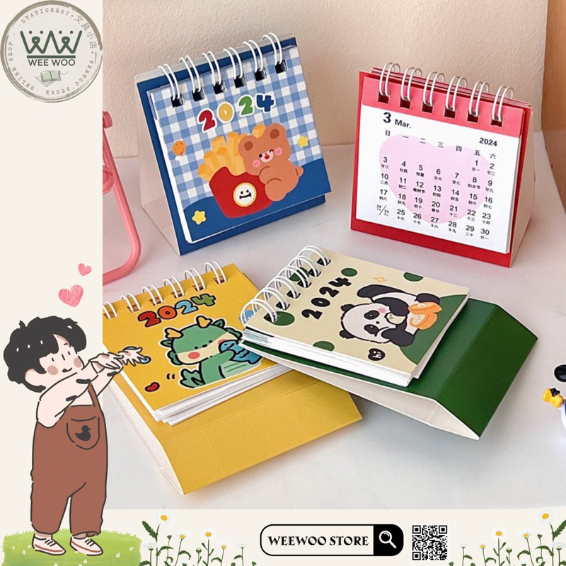 Lịch mini 2024 để bàn dễ thương, nhỏ nhắn - WeeWoo Store | Shopee Việt Nam