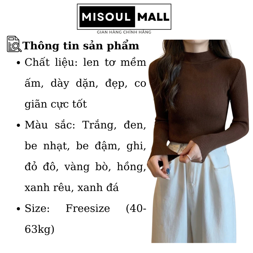 Áo len tăm cổ 3 phân MiSoul Mall mềm mịn, co giãn nhiều màu sắc hàng Quảng Châu 107 | BigBuy360 - bigbuy360.vn