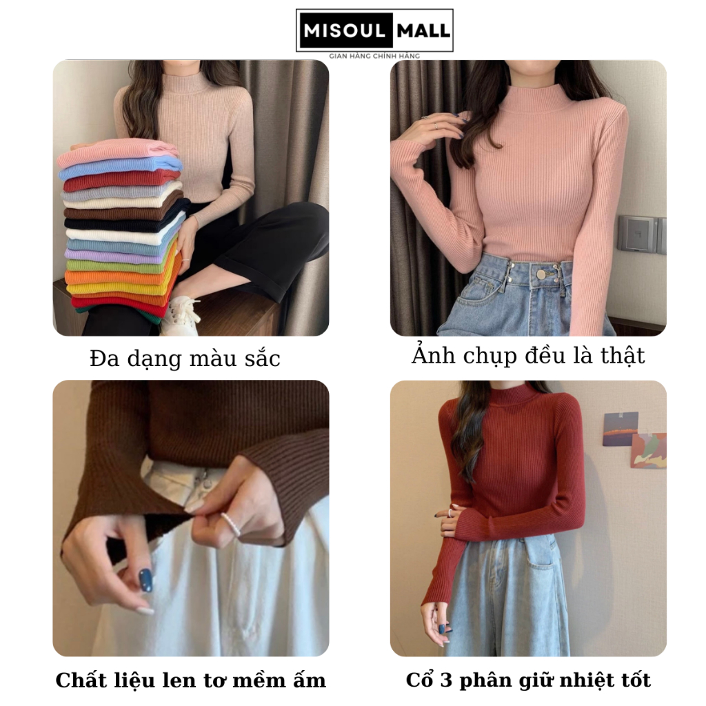 Áo len tăm cổ 3 phân MiSoul Mall mềm mịn, co giãn nhiều màu sắc hàng Quảng Châu 107 | BigBuy360 - bigbuy360.vn