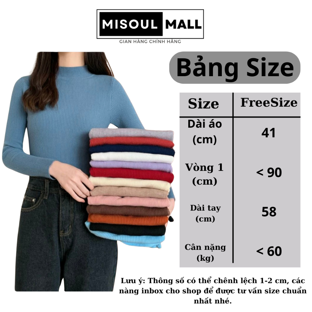 Áo len tăm cổ 3 phân MiSoul Mall mềm mịn, co giãn nhiều màu sắc hàng Quảng Châu 107 | BigBuy360 - bigbuy360.vn
