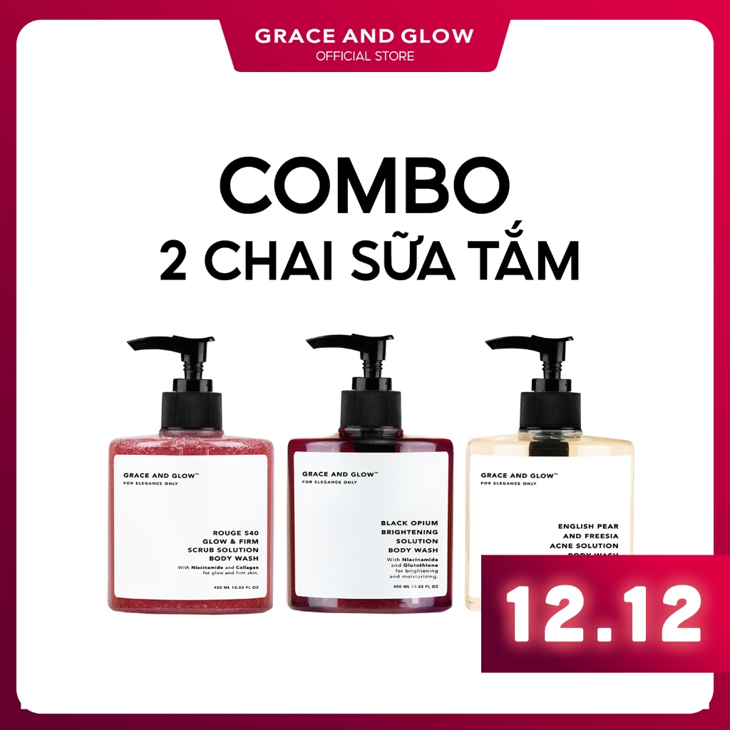 (Đã bán 10,5k) 2 in 1 Best Sales Combo sữa tắm nước hoa Grace and Glow 400ml + 400ml