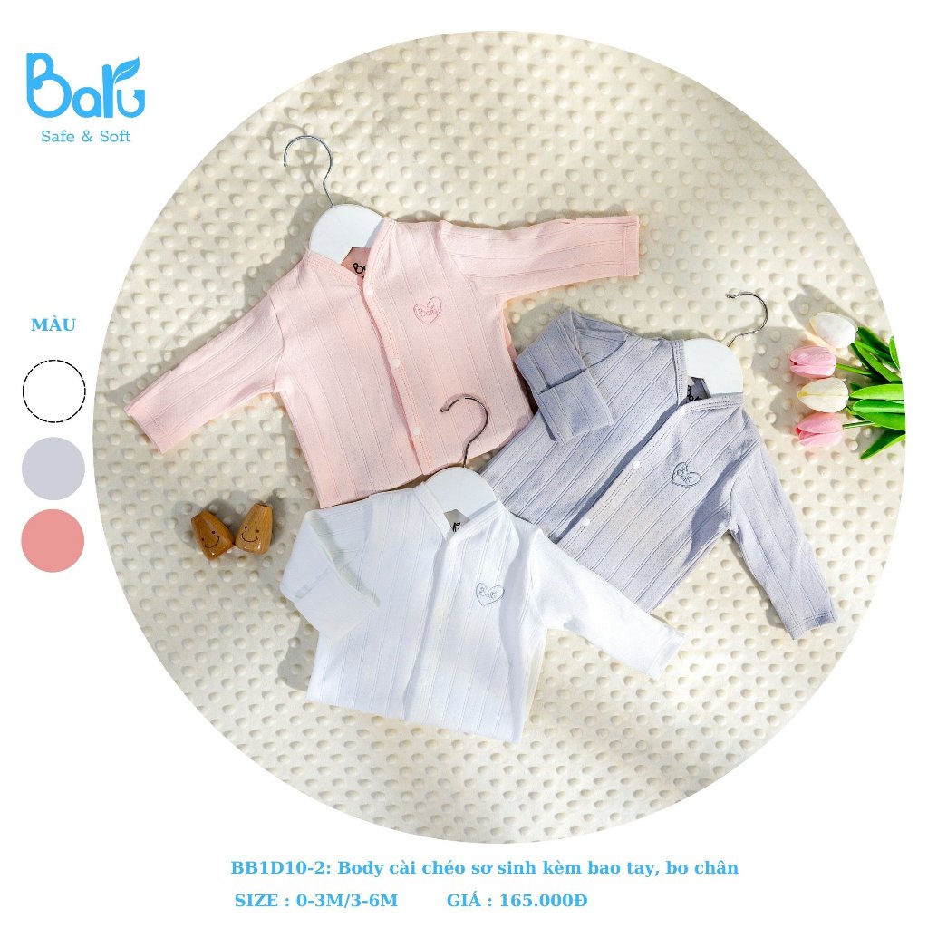 Bộ Body Baru baby nỉ cài giữa