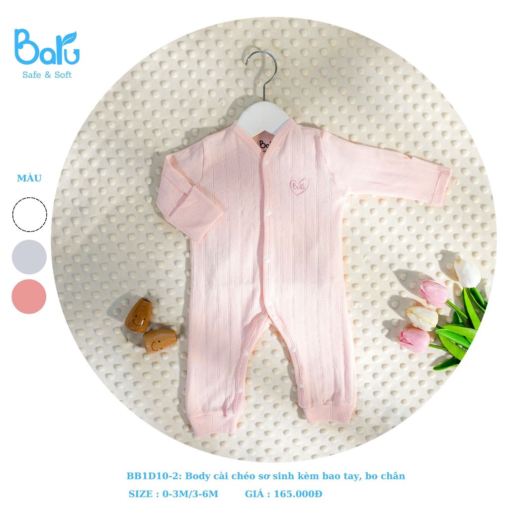Bộ Body Baru baby nỉ cài giữa