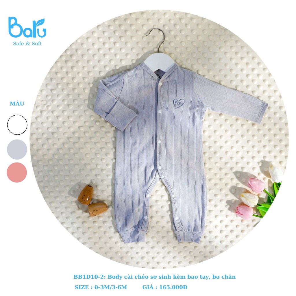 Bộ Body Baru baby nỉ cài giữa