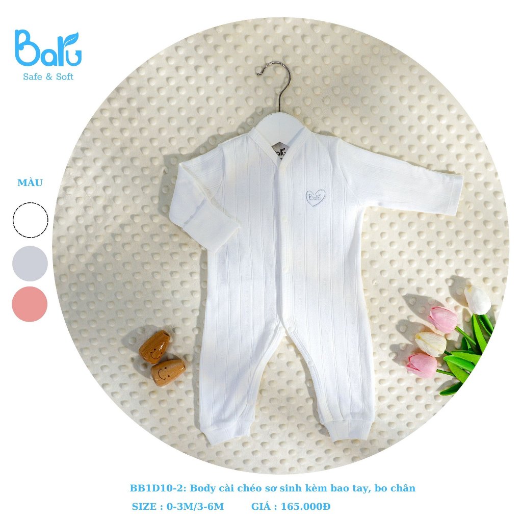 Bộ Body Baru baby nỉ cài giữa