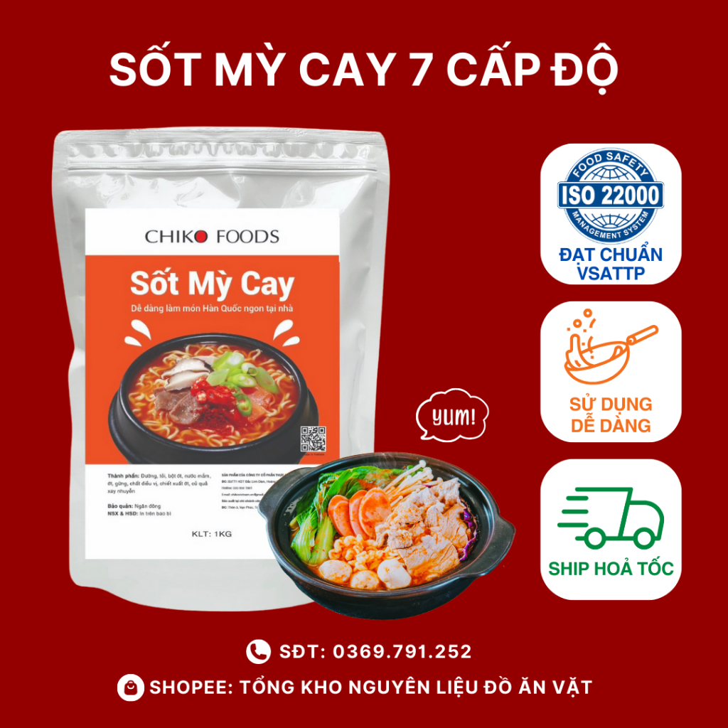 SỐT MỲ CAY 7 CẤP ĐỘ HÀN QUỐC TIỆN LỢI 1KG/TÚI | Shopee Việt Nam