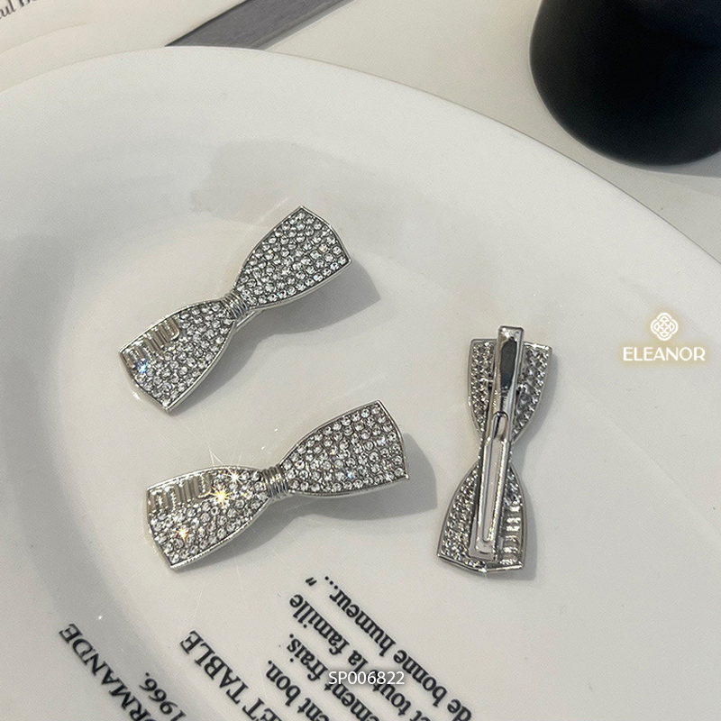 Kẹp tóc nữ Eleanor Accessories hình nơ đính đá kẹp tóc mái basic phụ kiện tóc 6822