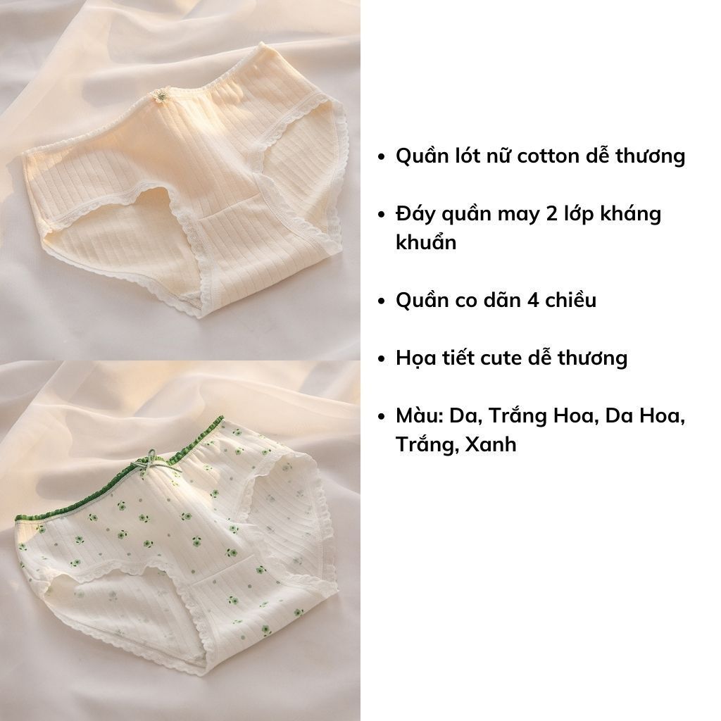 Quần lót nữ cotton kháng khuẩn họa tiết dễ thương baby ren viền nơ gợi cảm LANIXA L311