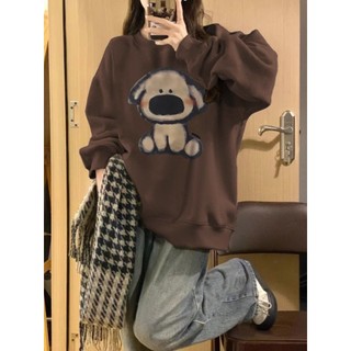 Áo Sweater In Hình Cún Yellow 2 Màu Nâu Đỏ Form Rộng Unisex