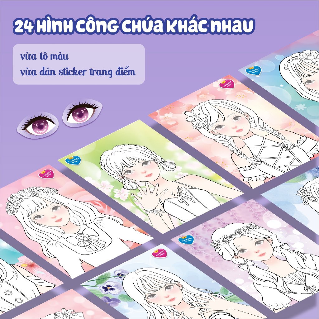 Ảnh Combo Sách trang điểm công chúa (5 cuốn) (Tô màu và bóc dán hơn 500+ sticker trang điểm) cho bé gái 3