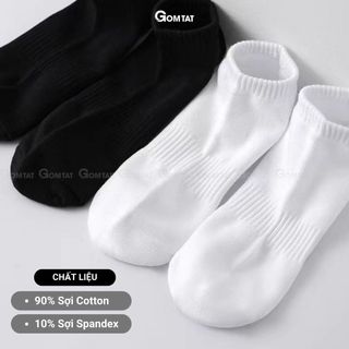 Combo 10 đôi tất cổ thấp nam nữ trơn GOMTAT, chất liệu cotton êm chân, hút ẩm thoáng khí khử mùi - GOM-KLB-TRONNGAN-CB10